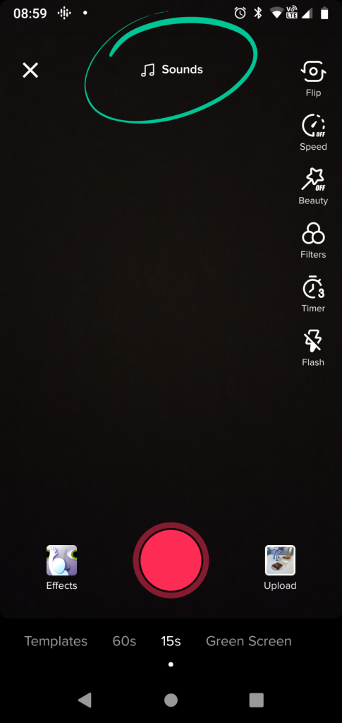 sounds button tiktok